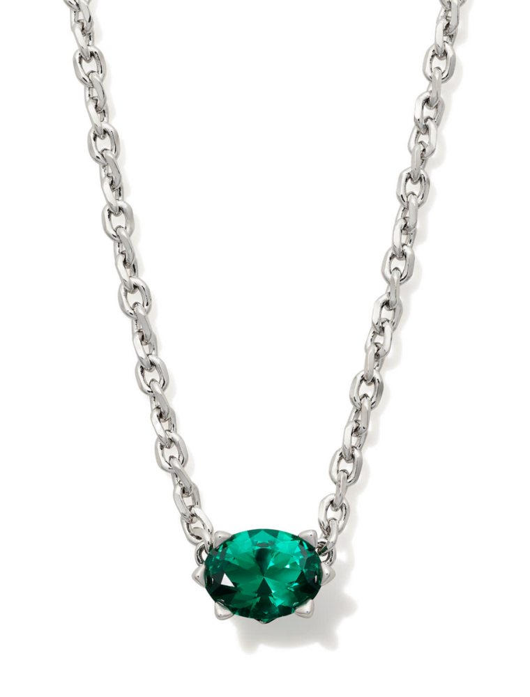 KENDRA SCOTT DESIGN Cailin Silver Pendant Necklace in Green Crystal