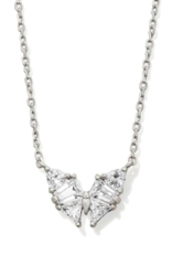 KENDRA SCOTT DESIGN Blair Silver Butterly Small Short Pendant Necklace in White Crystal KENDRA SCOTT DESIGN Blair Silver Butterly Small Short Pendant Necklace in White Crystal