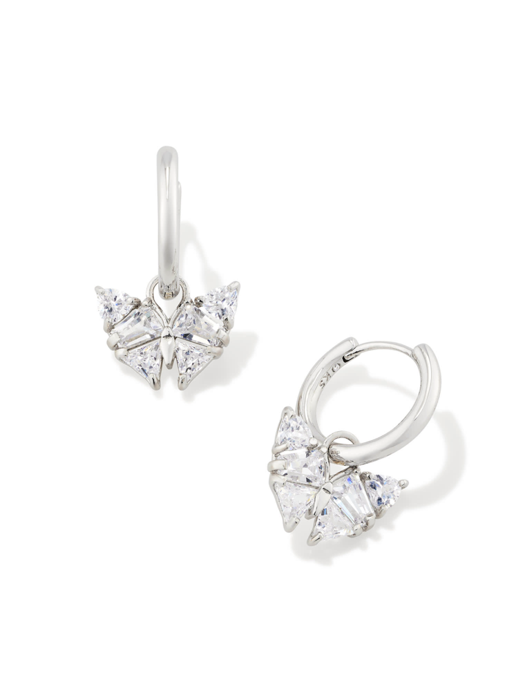 KENDRA SCOTT DESIGN Blair Silver Butterly Huggie Earrings in White Crystal