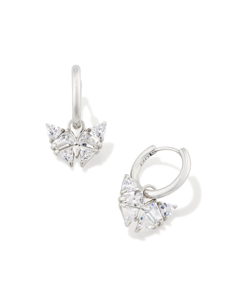 KENDRA SCOTT DESIGN Blair Silver Butterly Huggie Earrings in White Crystal