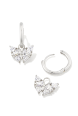 KENDRA SCOTT DESIGN Blair Silver Butterly Huggie Earrings in White Crystal