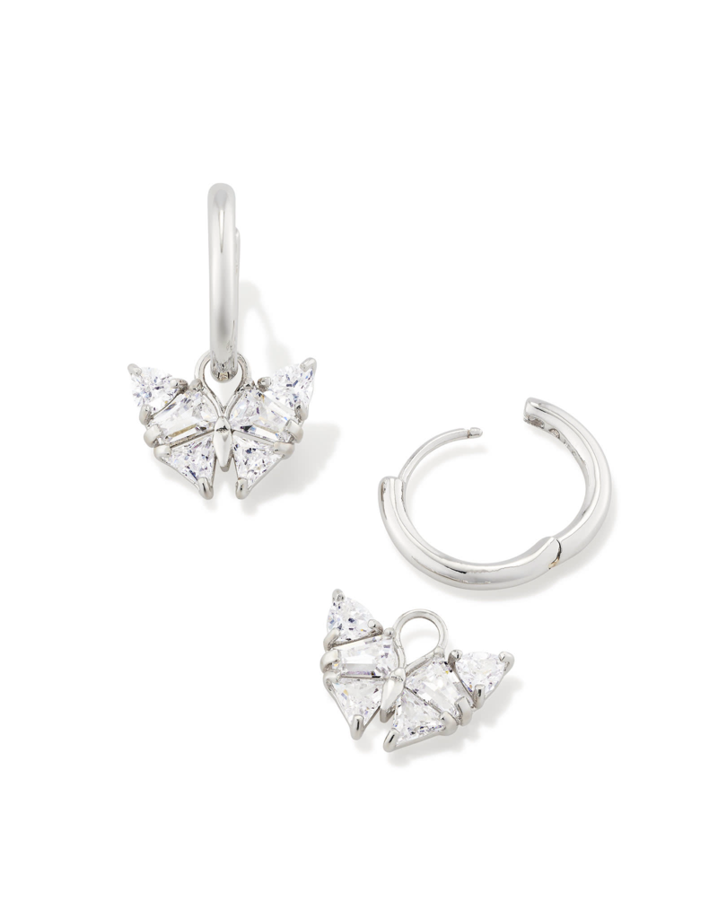KENDRA SCOTT DESIGN Blair Silver Butterly Huggie Earrings in White Crystal