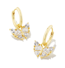 KENDRA SCOTT DESIGN Blair Gold Butterfly Huggie Earrings in White Crystal