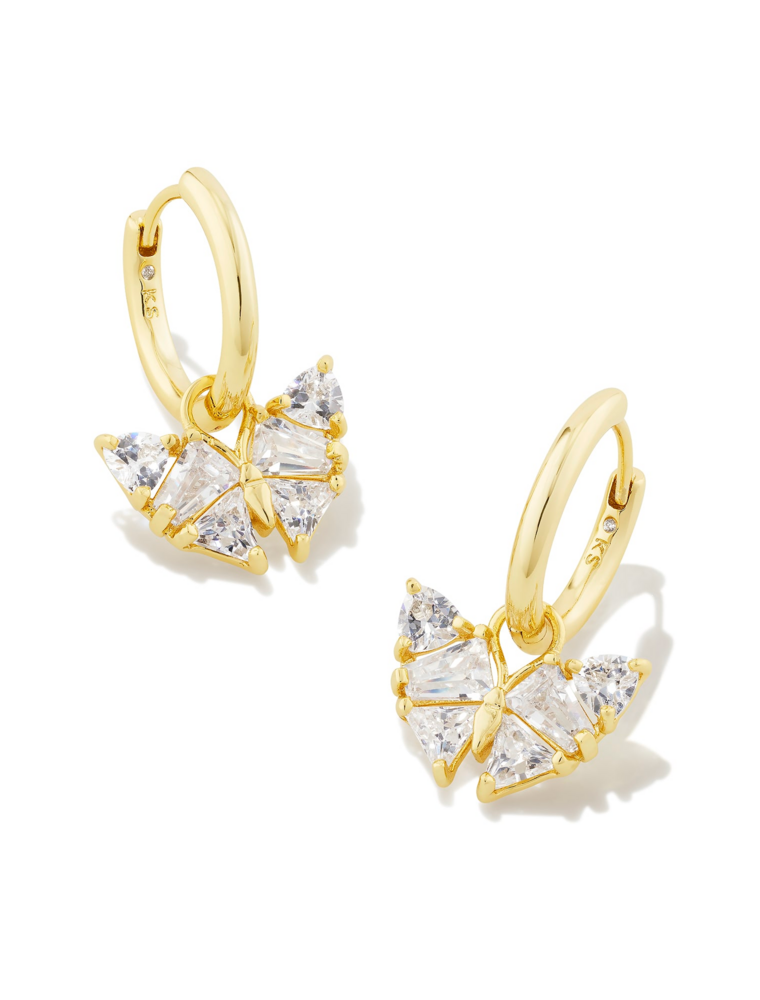 KENDRA SCOTT DESIGN Blair Gold Butterfly Huggie Earrings in White Crystal