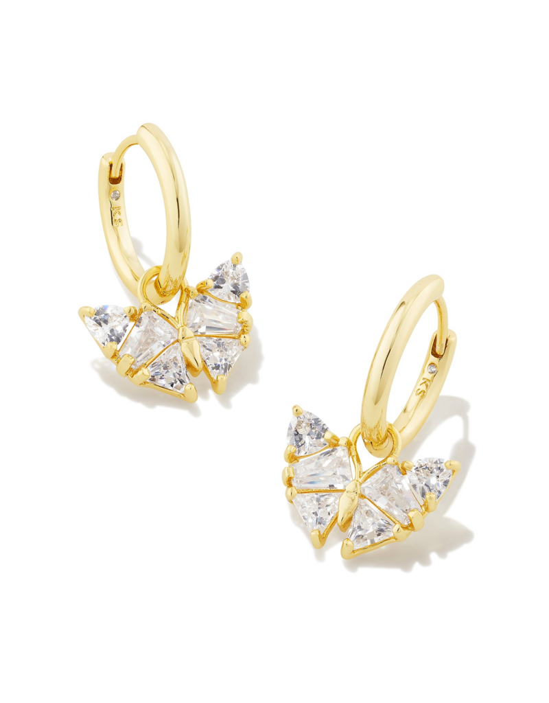 KENDRA SCOTT DESIGN Blair Gold Butterfly Huggie Earrings in White Crystal
