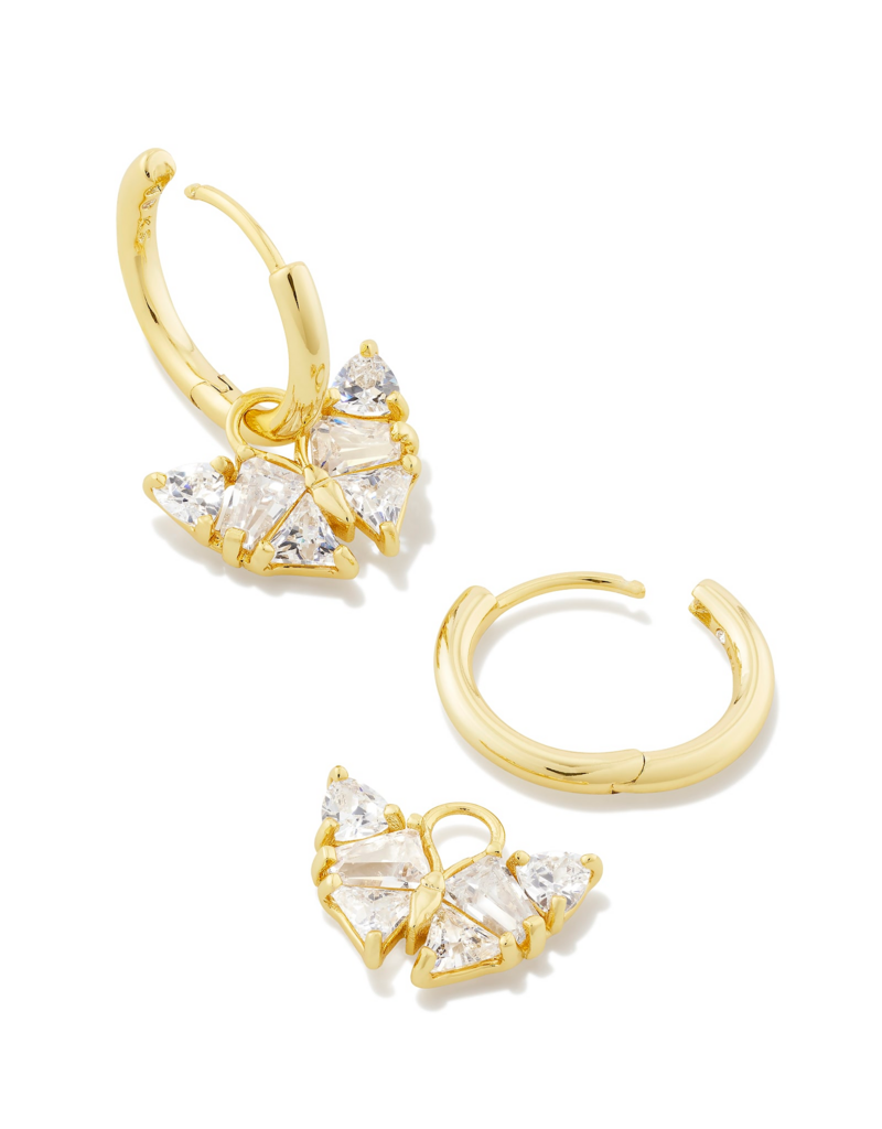 KENDRA SCOTT DESIGN Blair Gold Butterfly Huggie Earrings in White Crystal