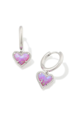 KENDRA SCOTT DESIGN Ari Heart Silver Huggie Earrings in Bubblegum Pink Kyocera Opal