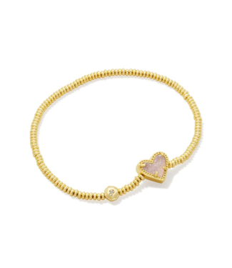 KENDRA SCOTT DESIGN Ari Heart Gold Stretch Bracelet in Iridescent Drusy