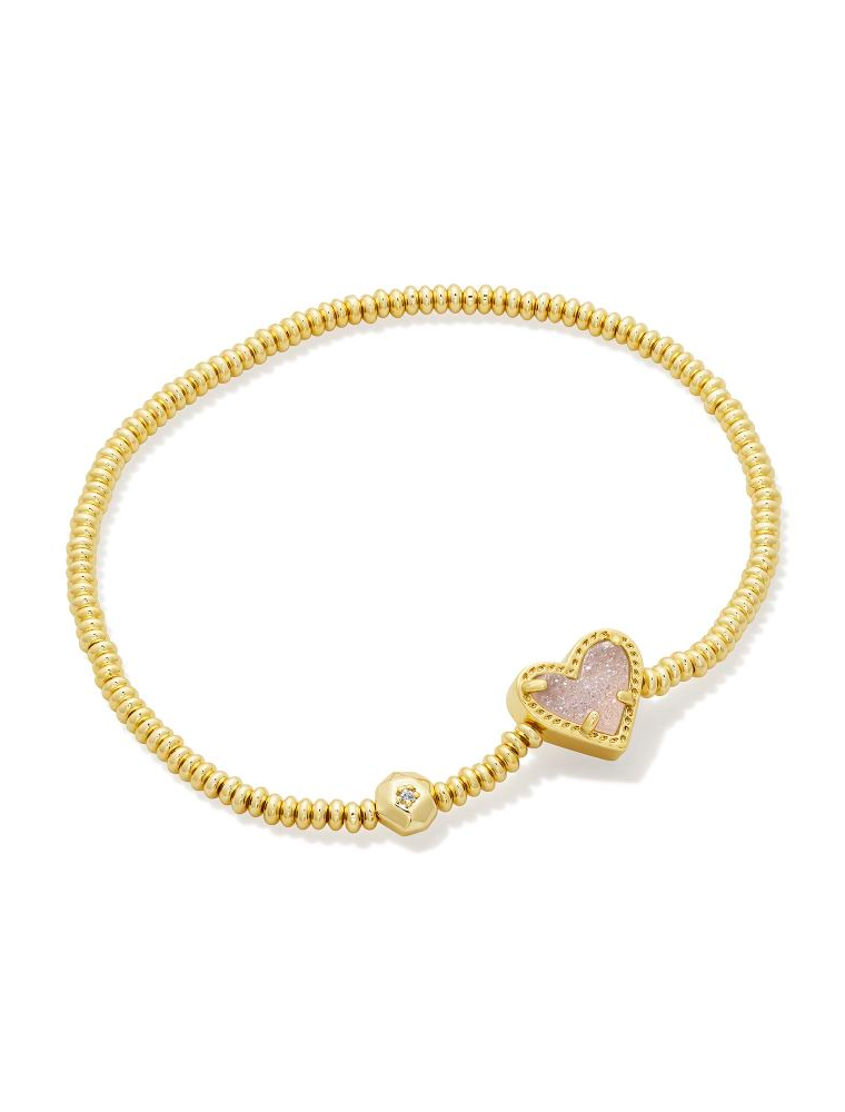 KENDRA SCOTT DESIGN Ari Heart Gold Stretch Bracelet in Iridescent Drusy
