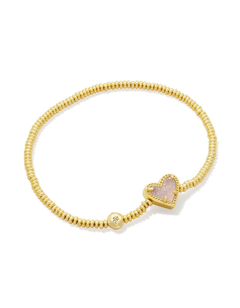 KENDRA SCOTT DESIGN Ari Heart Gold Stretch Bracelet in Iridescent Drusy