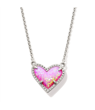 KENDRA SCOTT DESIGN Ari Heart Silver Short Pendant Necklace in Bubblegum Pink Kyocera Opal