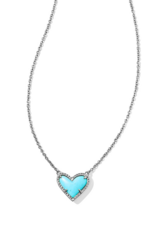 KENDRA SCOTT DESIGN Ari Heart Silver Short Pendant Necklace in Turquoise Magnesite