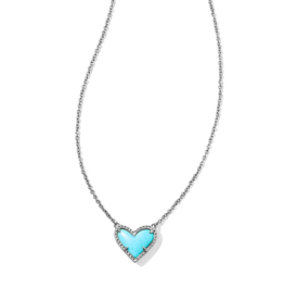 KENDRA SCOTT DESIGN Ari Heart Silver Short Pendant Necklace in Turquoise Magnesite
