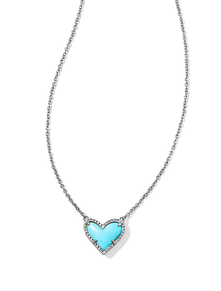 KENDRA SCOTT DESIGN Ari Heart Silver Short Pendant Necklace in Turquoise Magnesite