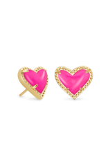 KENDRA SCOTT DESIGN  Ari Heart Gold Stud Earrings in Magenta Magnesite KENDRA SCOTT DESIGN  Ari Heart Gold Stud Earrings in Magenta Magnesite