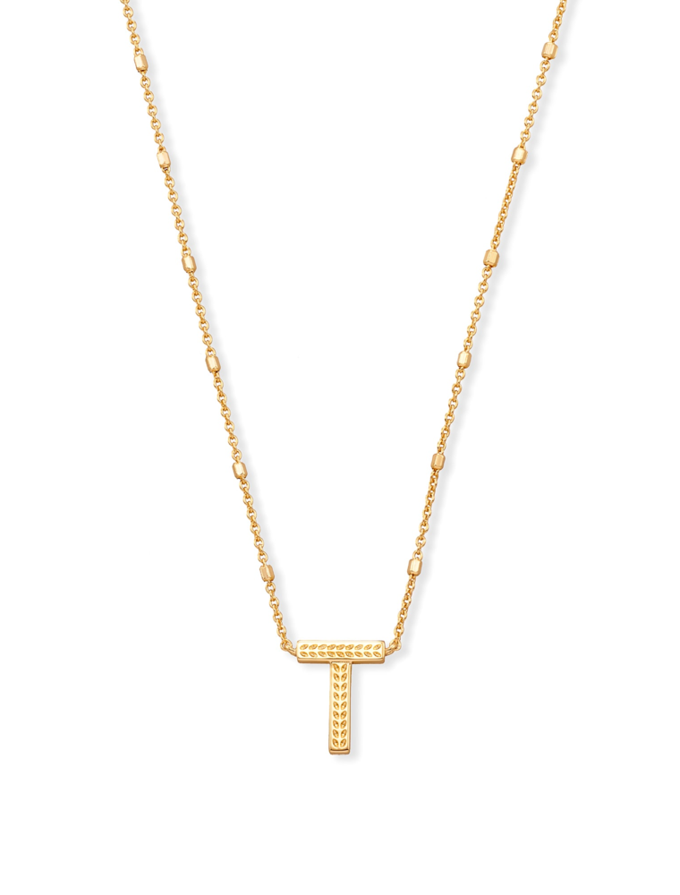 KENDRA SCOTT DESIGN Letter T Pendant Necklace in Gold