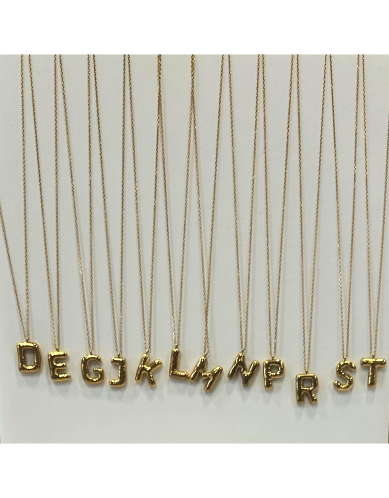 Bubble Initial Charm Necklace in Gold