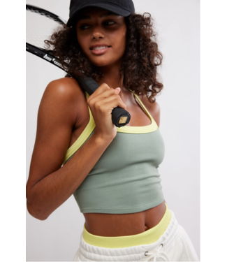 FREE PEOPLE MOVEMENT All Clear Colorblock Cami in Sage Stone/Sour Citrus
