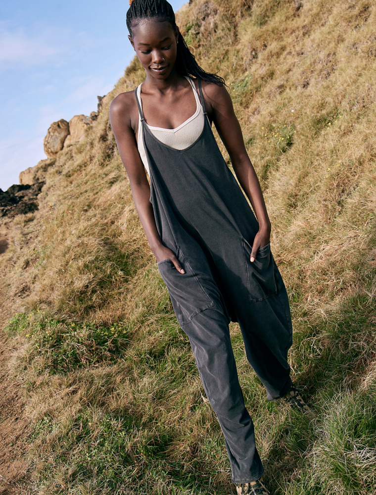 FREE PEOPLE MOVEMENT Hot Shot Onesie in Washed Black