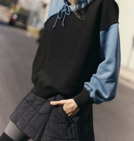 FREE PEOPLE MOVEMENT Home Stretch Colorblock Pullover in Black Skyline Combo