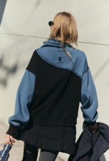 FREE PEOPLE MOVEMENT Home Stretch Colorblock Pullover in Black Skyline Combo