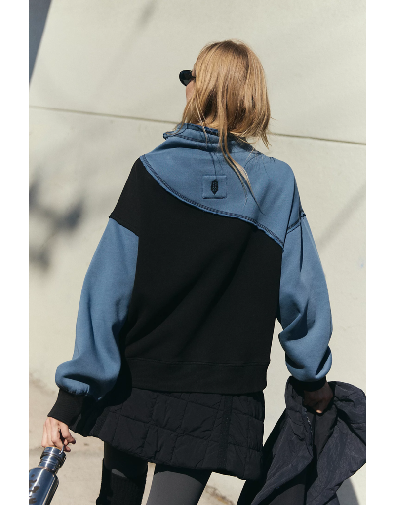 FREE PEOPLE MOVEMENT Home Stretch Colorblock Pullover in Black Skyline Combo