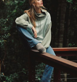 FREE PEOPLE MOVEMENT Home Stretch Colorblock Pullover in Sage Stone Combo