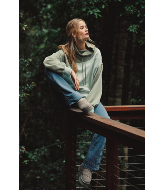FREE PEOPLE MOVEMENT Home Stretch Colorblock Pullover in Sage Stone Combo