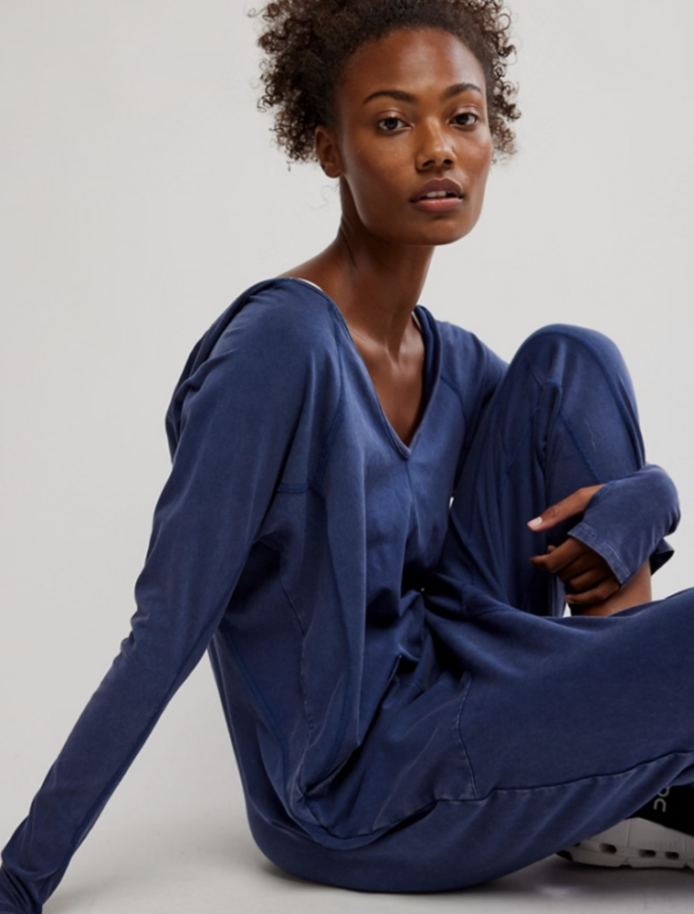 FREE PEOPLE MOVEMENT Hot Shot Long Sleeve Onesie in Midnight Navy