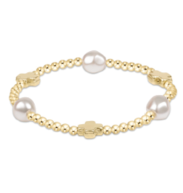 ENEWTON DESIGN Signature Cross Admire Pearl Pattern 3mm Bead Bracelet - Gold/Pearl