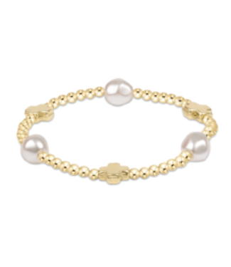 ENEWTON DESIGN Signature Cross Admire Pearl Pattern 3mm Bead Bracelet - Gold/Pearl