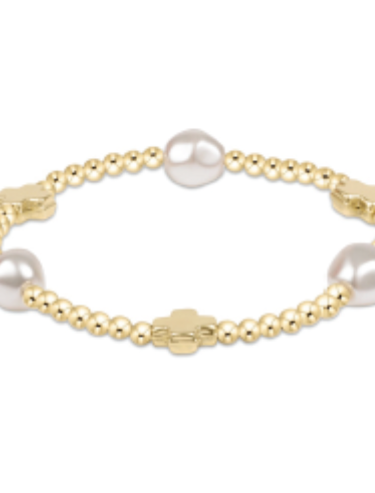 ENEWTON DESIGN Signature Cross Admire Pearl Pattern 3mm Bead Bracelet - Gold/Pearl