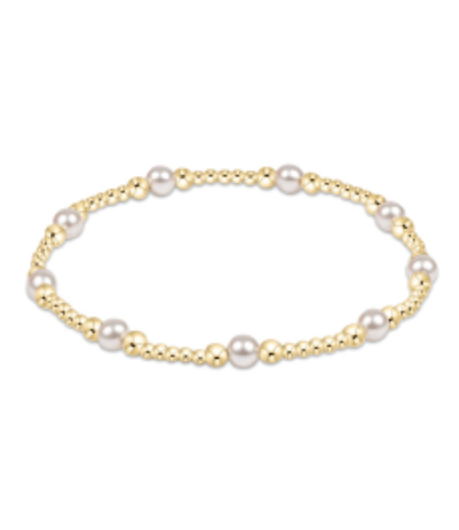 Classic Purpose Pattern 4mm Pearl Bead Bracelet - Pearl/Gold