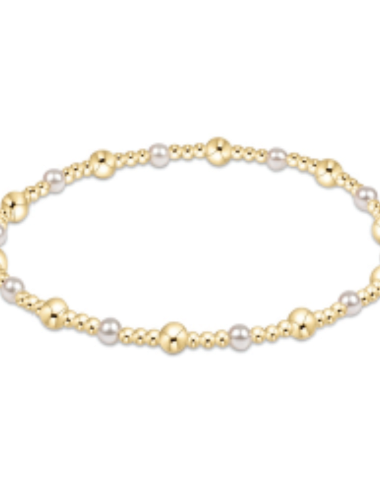 ENEWTON DESIGN Classic Sincerity Pattern 4mm Pearl Bead Bracelet in Pearl/Gold