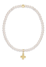 ENEWTON DESIGN Classic 3mm Pearl Bead Bracelet - Gold Signature Cross Charm