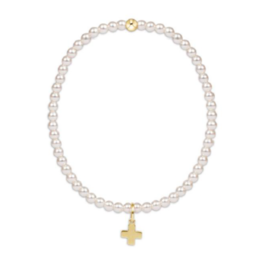 ENEWTON DESIGN Classic 3mm Pearl Bead Bracelet - Gold Signature Cross Charm