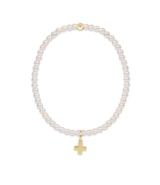 ENEWTON DESIGN Classic 3mm Pearl Bead Bracelet - Gold Signature Cross Charm