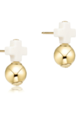 ENEWTON DESIGN Signature Cross Off-White Stud Earrings - Gold