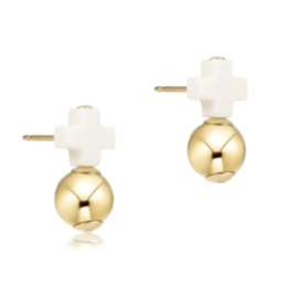 ENEWTON DESIGN Signature Cross Off-White Stud Earrings - Gold