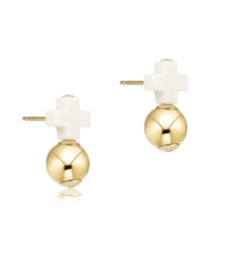 ENEWTON DESIGN Signature Cross Off-White Stud Earrings - Gold