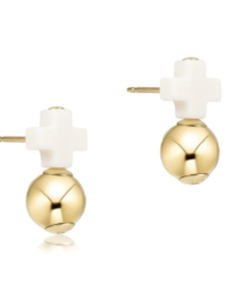 ENEWTON DESIGN Signature Cross Off-White Stud Earrings - Gold