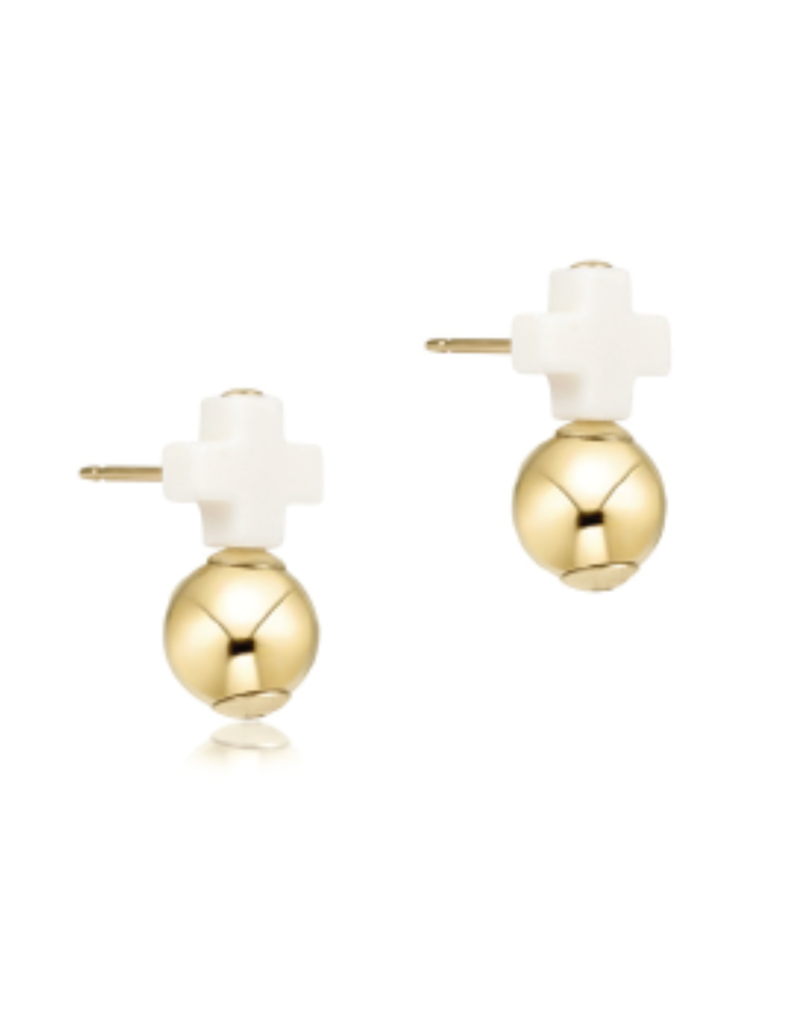 ENEWTON DESIGN Signature Cross Off-White Stud Earrings - Gold