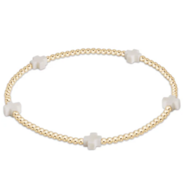 ENEWTON DESIGN Small Signature Cross Gold Pattern 2mm Bead Bracelet - Off-White