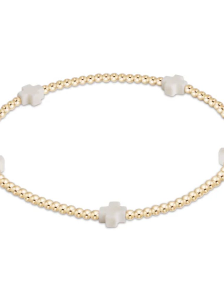 ENEWTON DESIGN Small Signature Cross Gold Pattern 2mm Bead Bracelet - Off-White