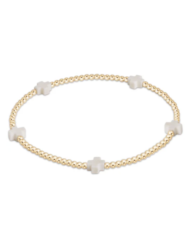 ENEWTON DESIGN Small Signature Cross Gold Pattern 2mm Bead Bracelet - Off-White
