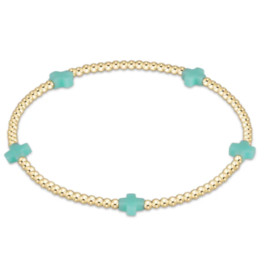 ENEWTON DESIGN Small Signature Cross Gold Pattern 2mm Bead Bracelet - Mint
