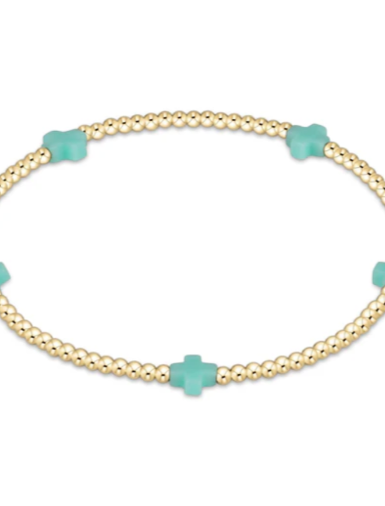ENEWTON DESIGN Small Signature Cross Gold Pattern 2mm Bead Bracelet - Mint