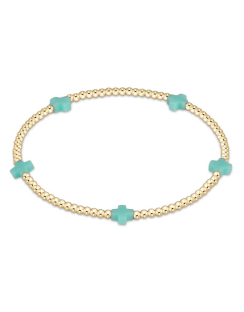 ENEWTON DESIGN Small Signature Cross Gold Pattern 2mm Bead Bracelet - Mint