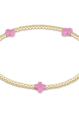 ENEWTON DESIGN Small Signature Cross Gold Pattern 2mm Bead Bracelet - Bright Pink