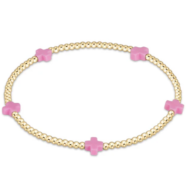 ENEWTON DESIGN Small Signature Cross Gold Pattern 2mm Bead Bracelet - Bright Pink
